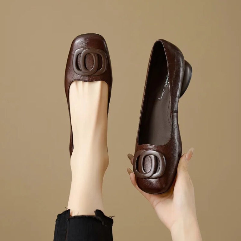 Heels - Francuskie czółenka damskie, skórzane buty dla