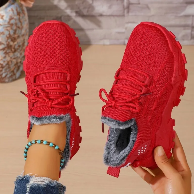 Damskie zimowe termoaktywne sn – Knit Fabric Lace Up Sneakers recenzja i cena